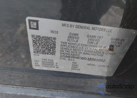 2018 Chevrolet Traverse 3Lt z USA, uszkodzony, nr VIN 1GNERHKW0JJ261062